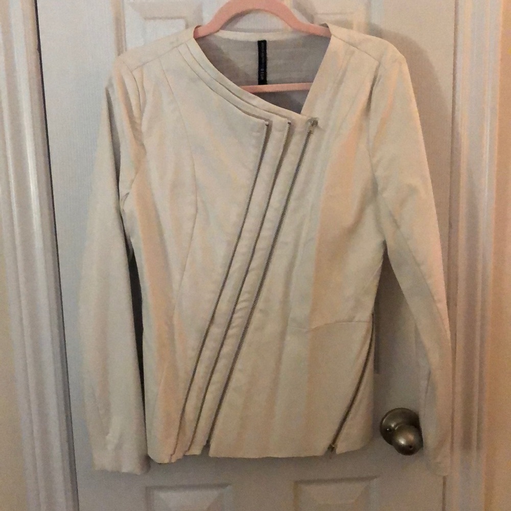 White leather bomber jacket by Walter Baker